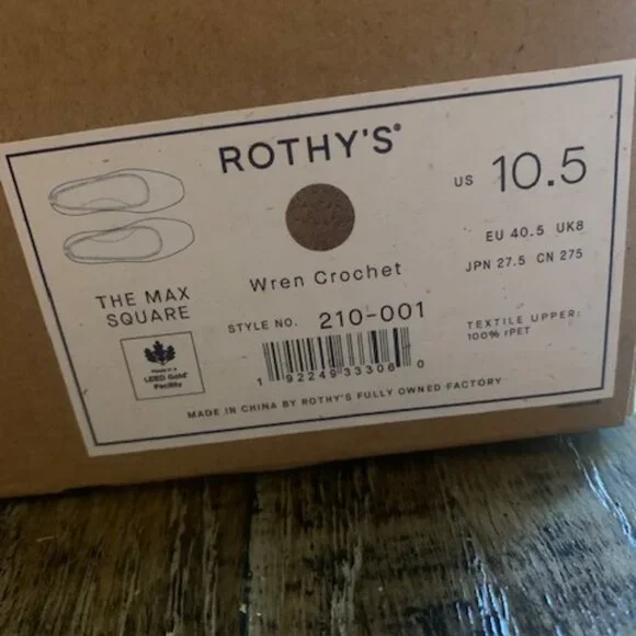 NIB Rothys Max Square Flat in Wren Crochet - Picture 6 of 6